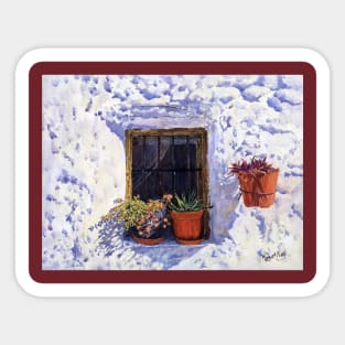 Old Window With Flower Pots Sticker